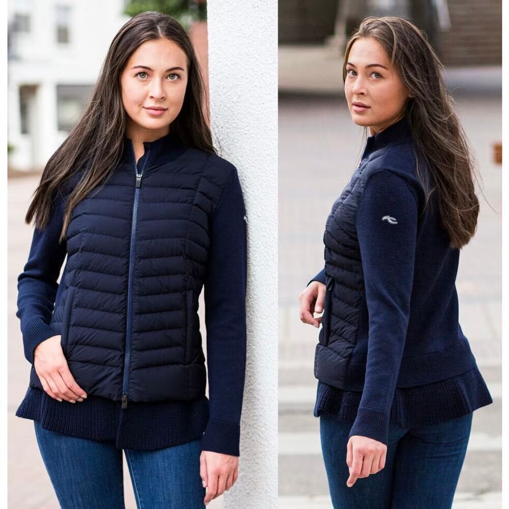 KJUS Ramona Insulation Jacket Knit Merino Wool Sweater Navy Blue Size 36 Small - Picture 2 of 14